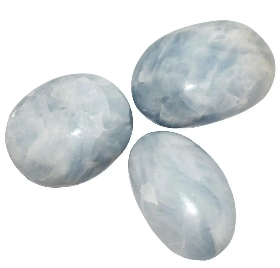 

mookaitedecor Natural Celestite Palm Stone Crystal Healing Gemstone Worry Shape