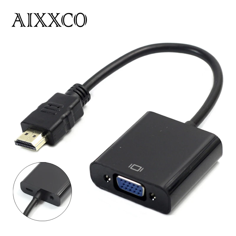 Адаптер AIXXCO 1080P HDMI в VGA кабель преобразователя цифрового сигнала аналоговый для