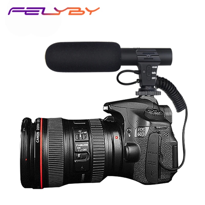 FELYBY MIC-05 Профессиональный DSLR конденсаторный микрофон для интервью видеозаписи