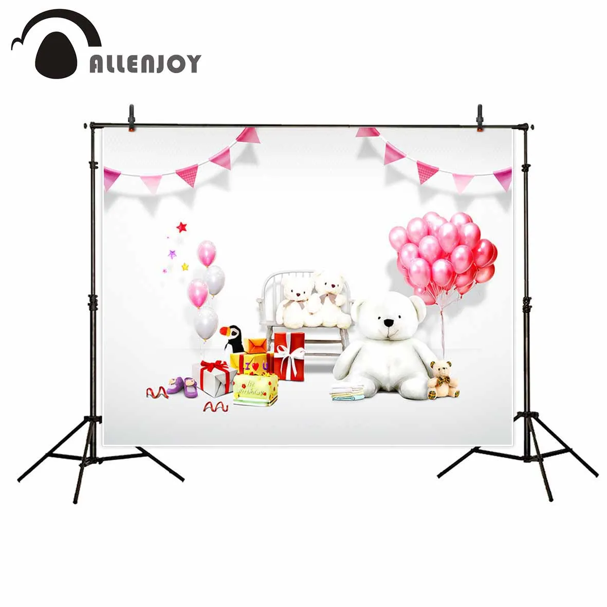 Allenjoy Виниловый фон для фотосъемки воздушный шар розовый Мишка Тедди симпатичный