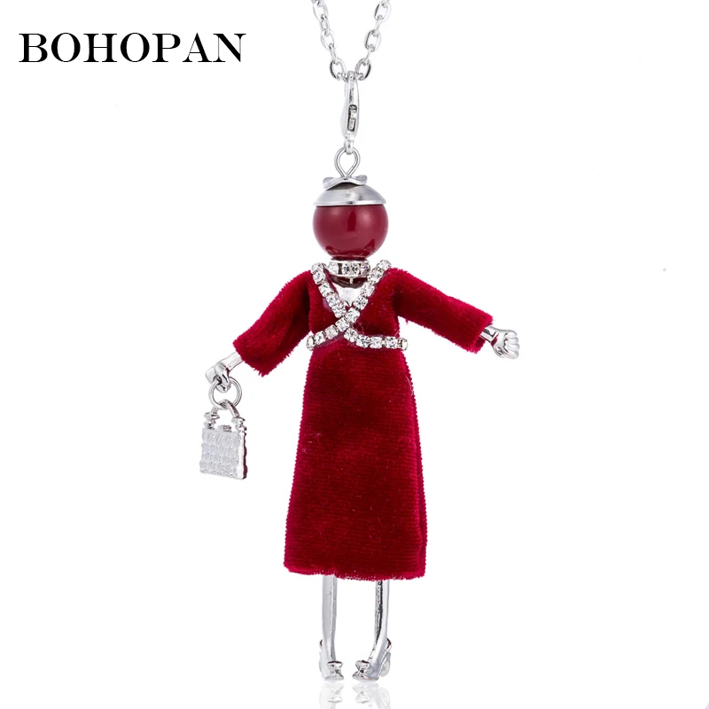 Bohopan прекрасное эффектное ожерелье кукла кулон для девушки Длинная цепочка