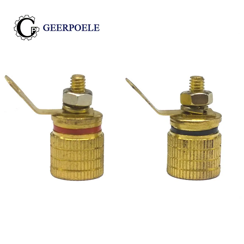 

2 pcs/lot Small Banana 4mm Gold Plating Connectors Black Red Stereo Audio Plug Connector DIY Channel Dual