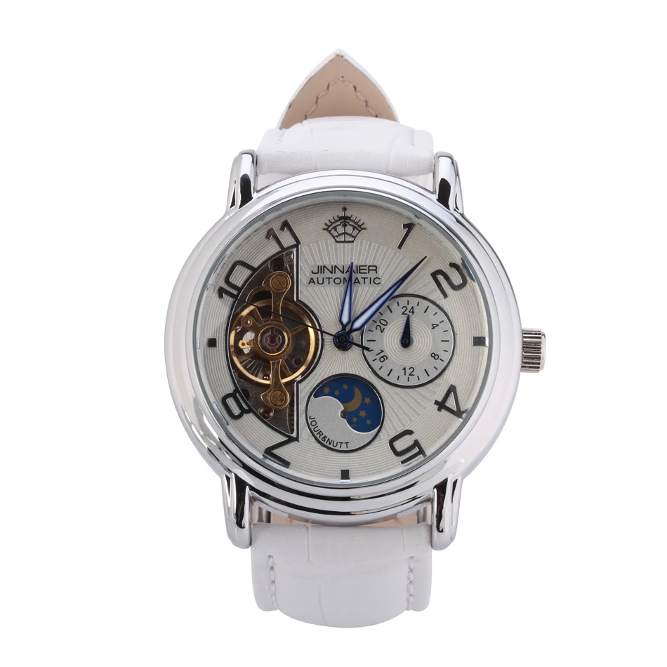 Роскошные Брендовые мужские часы Скелет автоматические механические кожа self