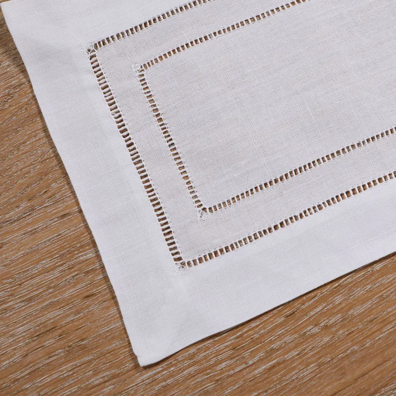 Белые коктейльные салфетки из рами/хлопка с окантовкой 5 шт. 9X6 дюймов подставки