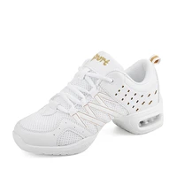 new white dancing shoes soft bottom shoes for women hover board sports aerobics dance mesh modern square dance jazz shoes woman