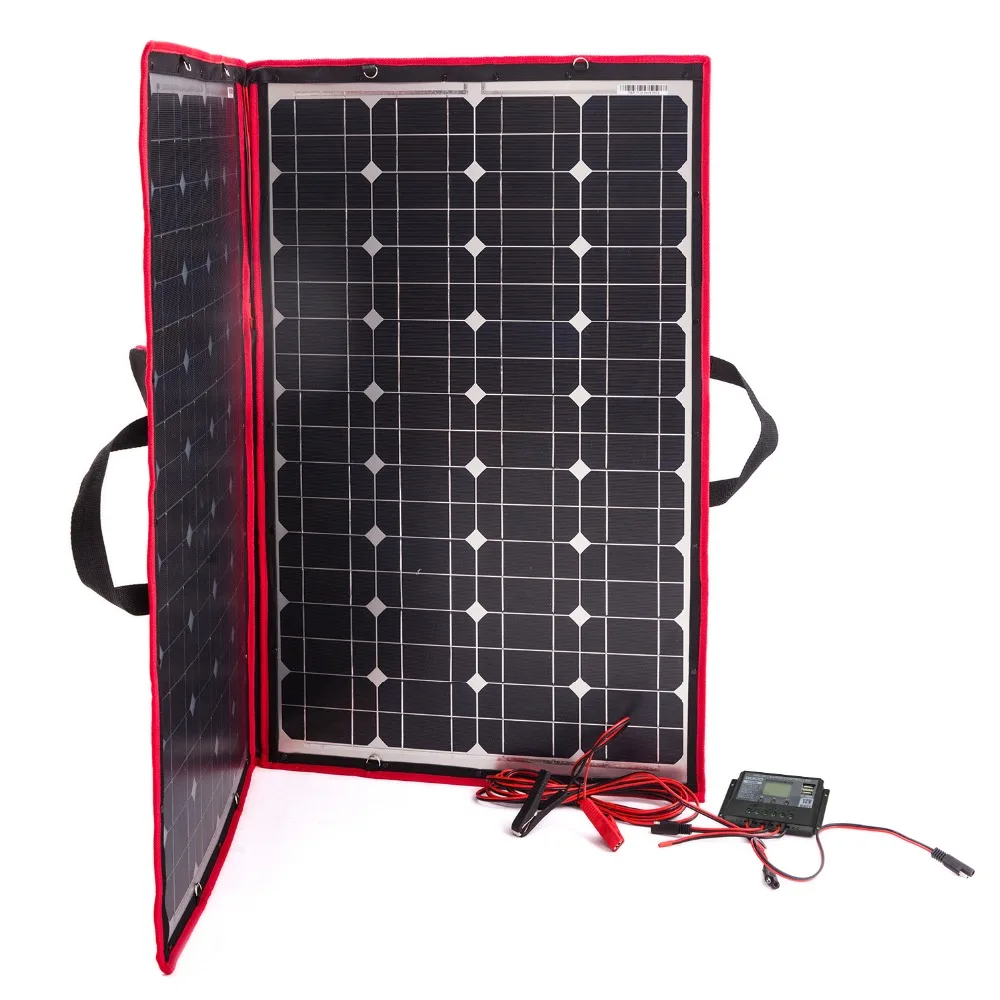 Dokio 100W солнечная панель 12 V/18 V Гибкая Складная батарея с usb разъемом 110 (55W * 2)