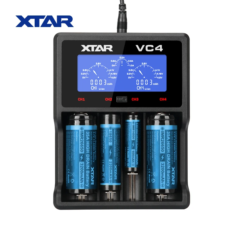Универсальное зарядное устройство для аккумуляторов XTAR VC4 с ЖК-дисплеем USB Ni-MH/Ni-CD