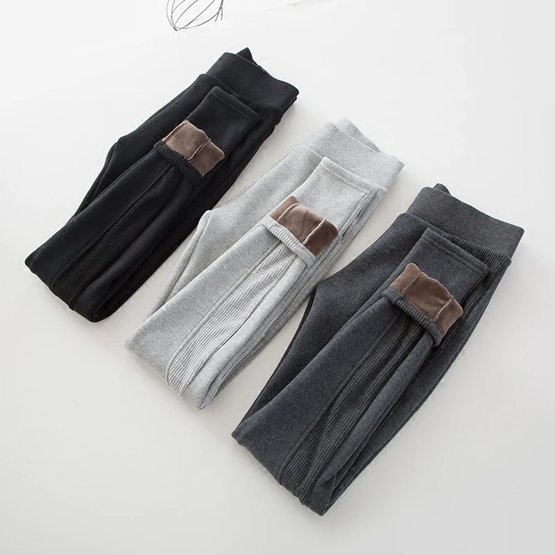 Jvzkass 2019 plus cashmere  female wear autumn and winter new thick high waist  warm pants thread trousers cotton trousers Z84