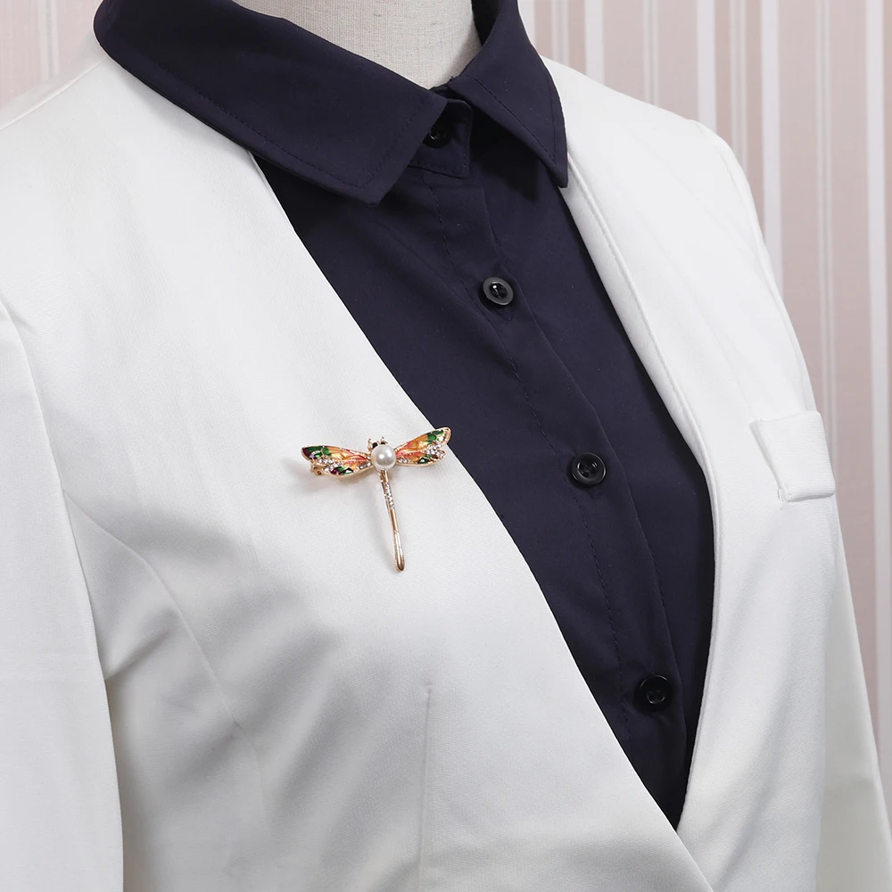 Fashion Cute Enamel Dragonfly Pin And Brooch Vintage Metal Rhinestone For Women Kid Clip Scarf Badges Jewelry | Украшения и