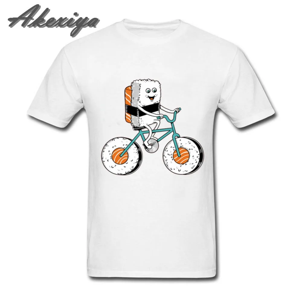 

Funny Sushi Bicycle design Cute Food T Shirts Men Novelty Cool Short Sleeve O-Neck T-shirt Unique compression shirt camisetas