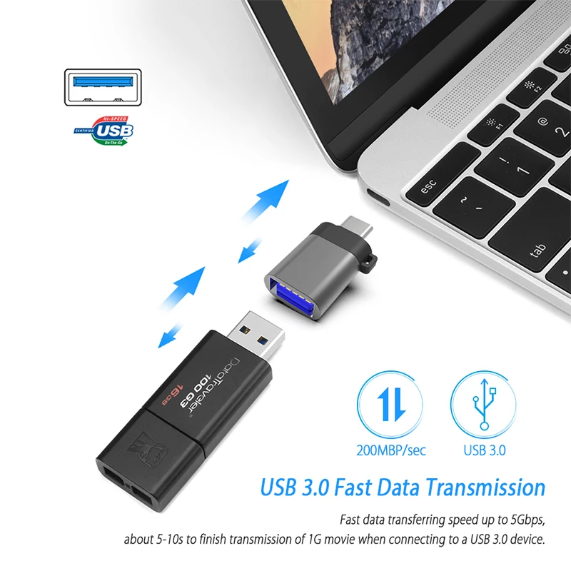 OTG Тип-C/USB 3,0 Тип C OTG адаптер Тип-конвертер для samsung S8 для MacBook серии Тип usb C OTG адаптер с металлической цепью