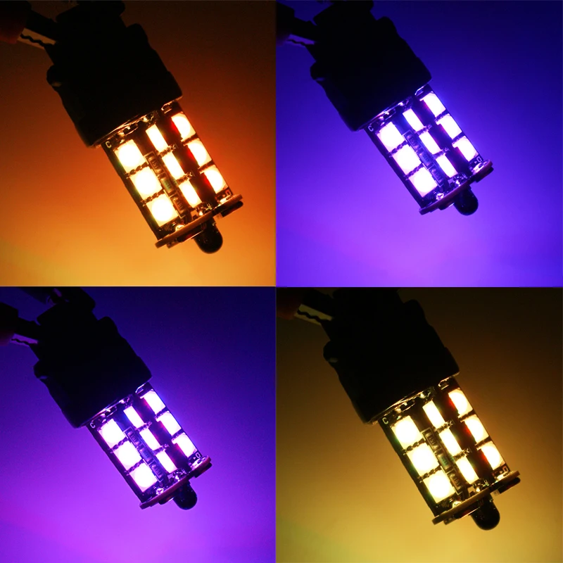 2 шт. RGB 1156 BA15S P21W t20 7440 T25 3156 27SMD 5050LED лампы Противотуманные фары светильник Беспроводной Управление дневного света DRL светильник s Резервное копирование лампа
