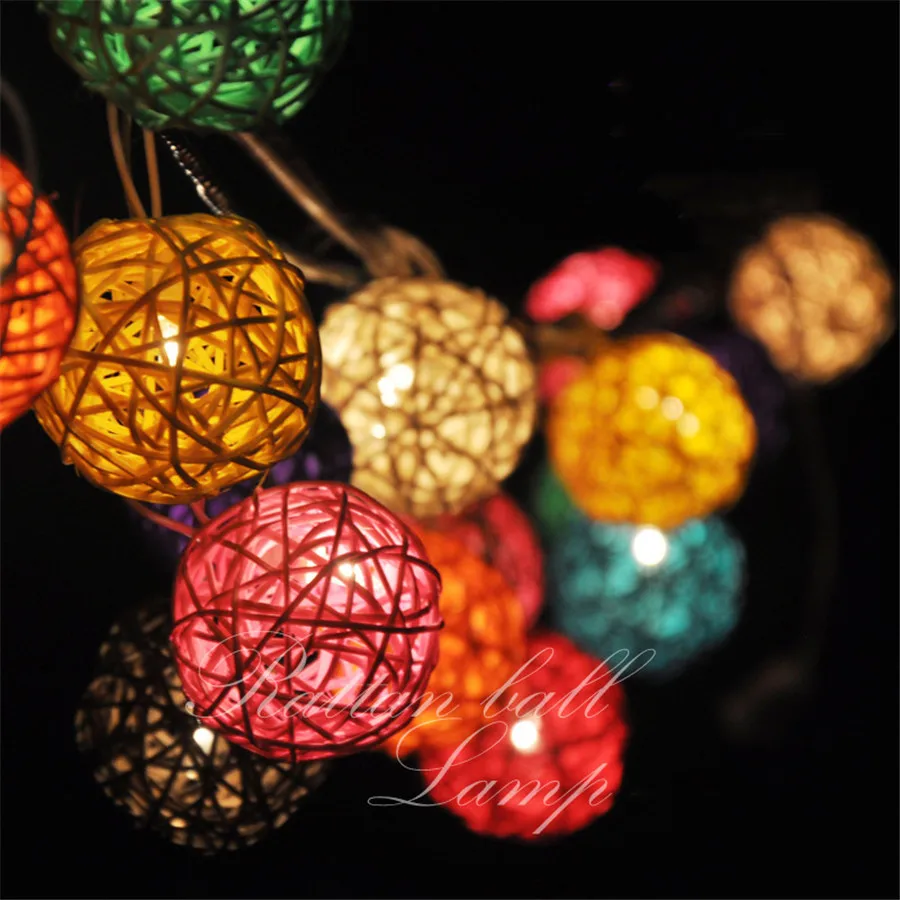 Coversage Батарея ротанг Ball Строка сказочных огней Шторы LED Рождество Свадебные