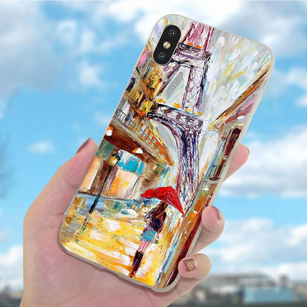 Мягкий чехол из ТПУ с изображением Эйфелевой башни для iPhone Xs SE чехлы X XR 7 8 Plus 6 6S 5 55
