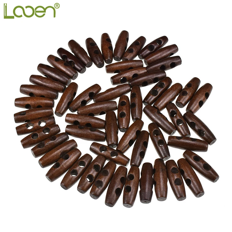 

50 Pcs 3.0*1.0cm Looen Sewing Accessories Olive Shape Wood Sewing Horn Toggle Buttons 2 Holes Cloth Accessories DIY