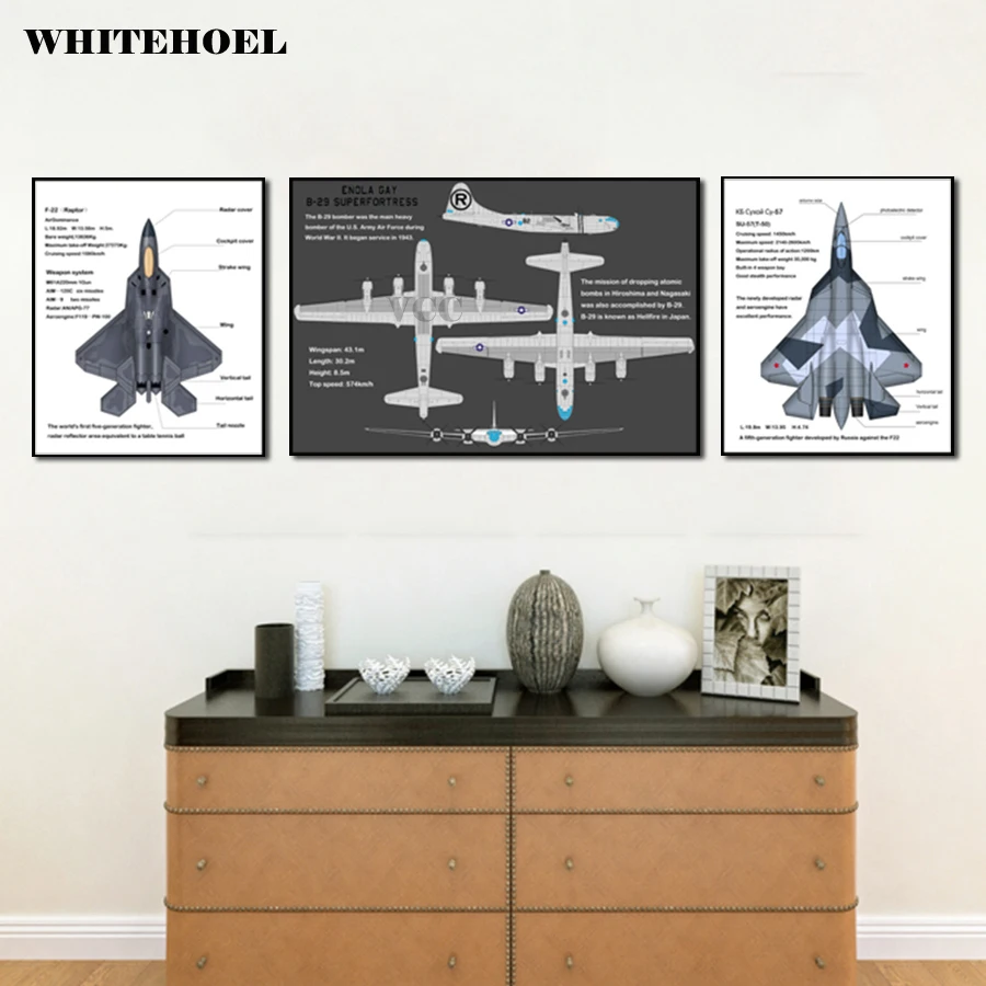 

Wall Art Canvas Painting Modern military Aircraft Aviation Picture B29 F35 Su57 Military Fans Wallpaper Military Photos