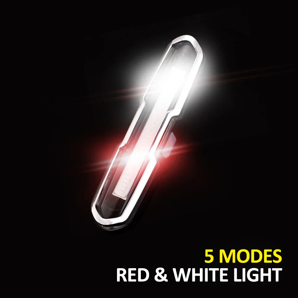 Red White 5 Modes Велосипедный фонарь задний светодиодный MTB COB Luces Bicicleta Luz Bicicleta для езды на велосипеде USB аксессуары для фонарей - Цвет: Red White 5 Modes