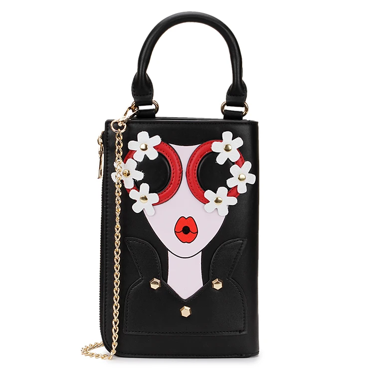 Flower black Стиль, сексуальная женская мода, узор, серьги, украшенные, женские сумки, женская сумка через плечо, сумка-мессенджер, повседневная сумка - Цвет: Flower black