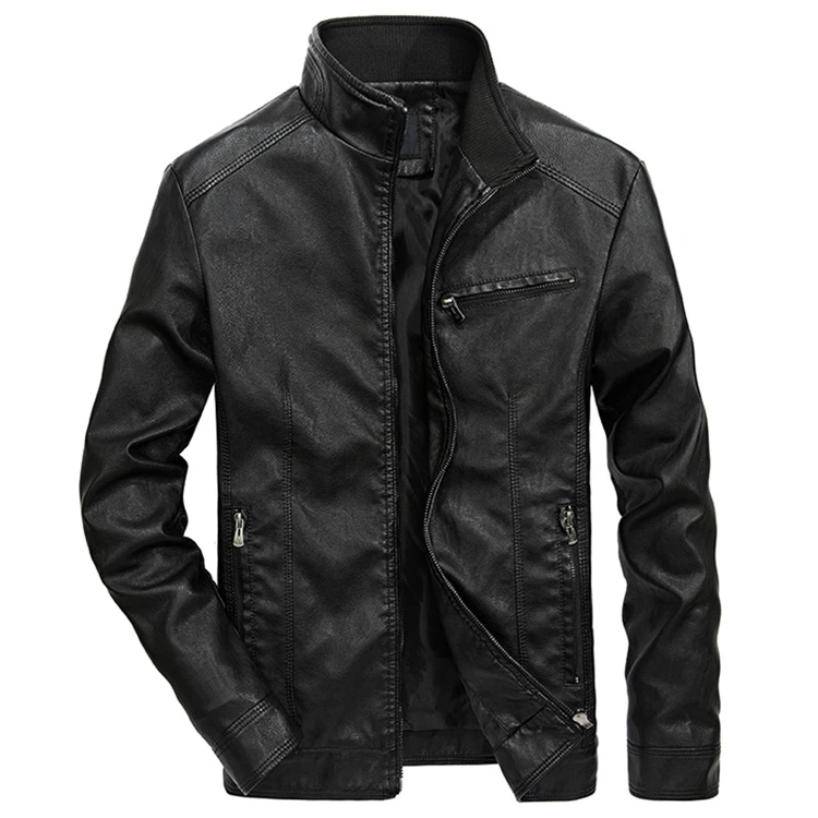 Мужские кожаные куртки NaranjaSabor, 5XL, куртка из искусственной кожи со стоячим воротником, Мужская мотоциклетная кожаная куртка, Повседневная приталенная Мужская брендовая одежда