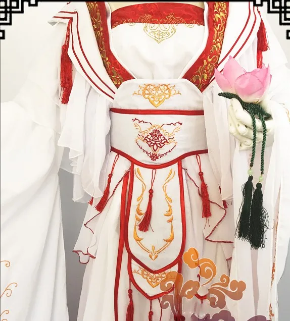 Чудо Никки серия Xue Ji Tian белый красный костюм для косплея с вышивкой Hanfu Huo Guo Xi He