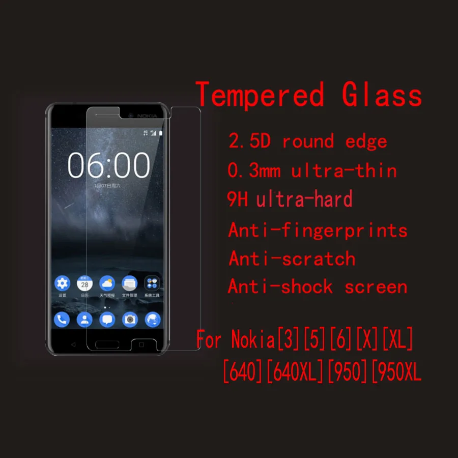 Fenghemei закаленное Стекло протектор для Nokia X6 3 5 6 2018 7 Plus 8 9 640 640XL X XL на большую партию