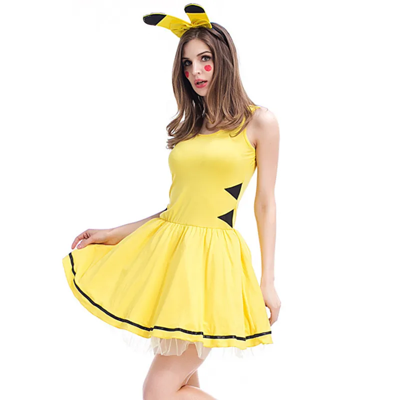 Women Bikachu Anime Cosplays Female Halloween Animal Costumes Carnival Purim Masquerade Nightclub Role play Party dress |