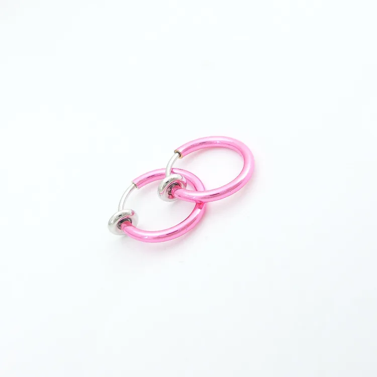 Pink 2 шт стальное кольцо для носа и шпильки для губ, ушей, носа, клипса для пирсинга носа, кольца для губ, серьги, Золотая Роза, шар, ювелирные изделия для тела - Окраска металла: Pink
