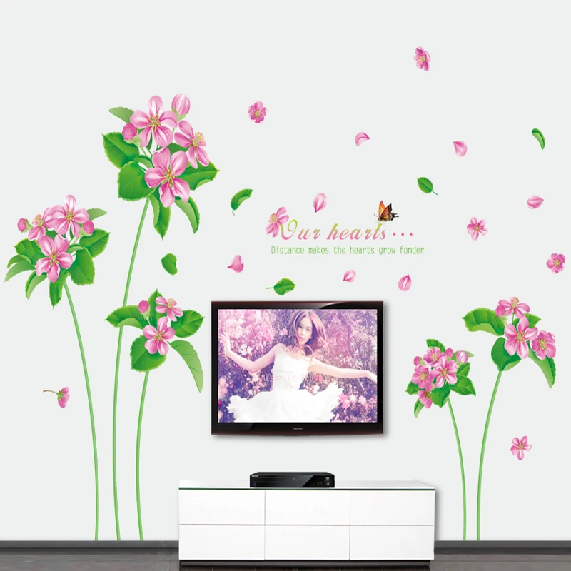 [Fundecor] большие цветы Бабочка Грен трава виниловые diy настенные наклейки для