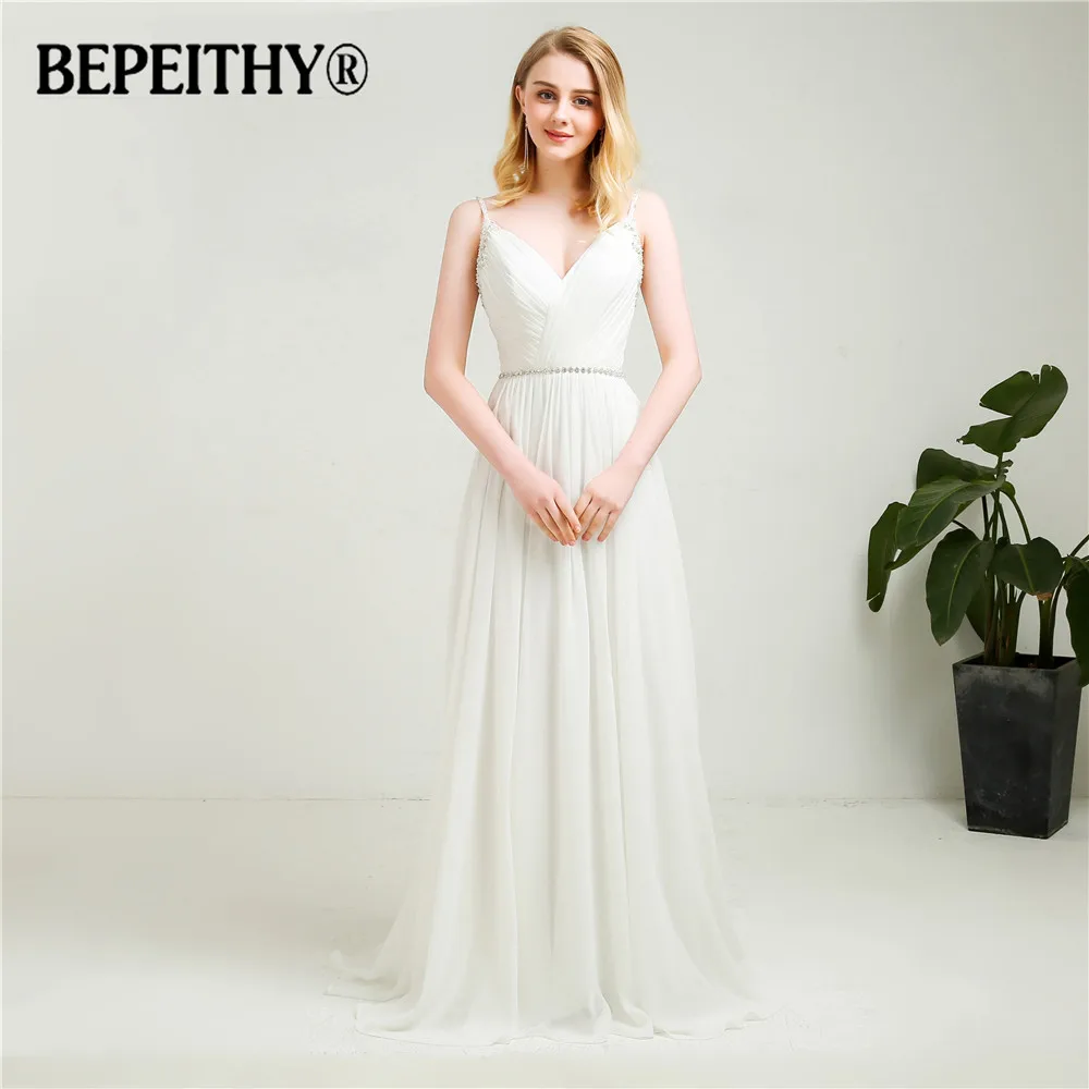 2021 Vestido De Novia шифоновые Свадебные платья с v образным вырезом и кристальным поясом