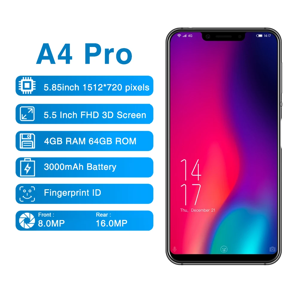 Elephone A4 Pro MT6763 восьмиядерный смартфон Android 8 1 5 85 дюймовый HD + u вырезка Экран 4 Гб