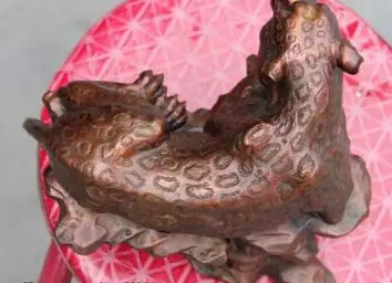 Chnese Feng shui Copper Bronze Animal Ferocious Leopard Panther Statue Sculpture | Дом и сад