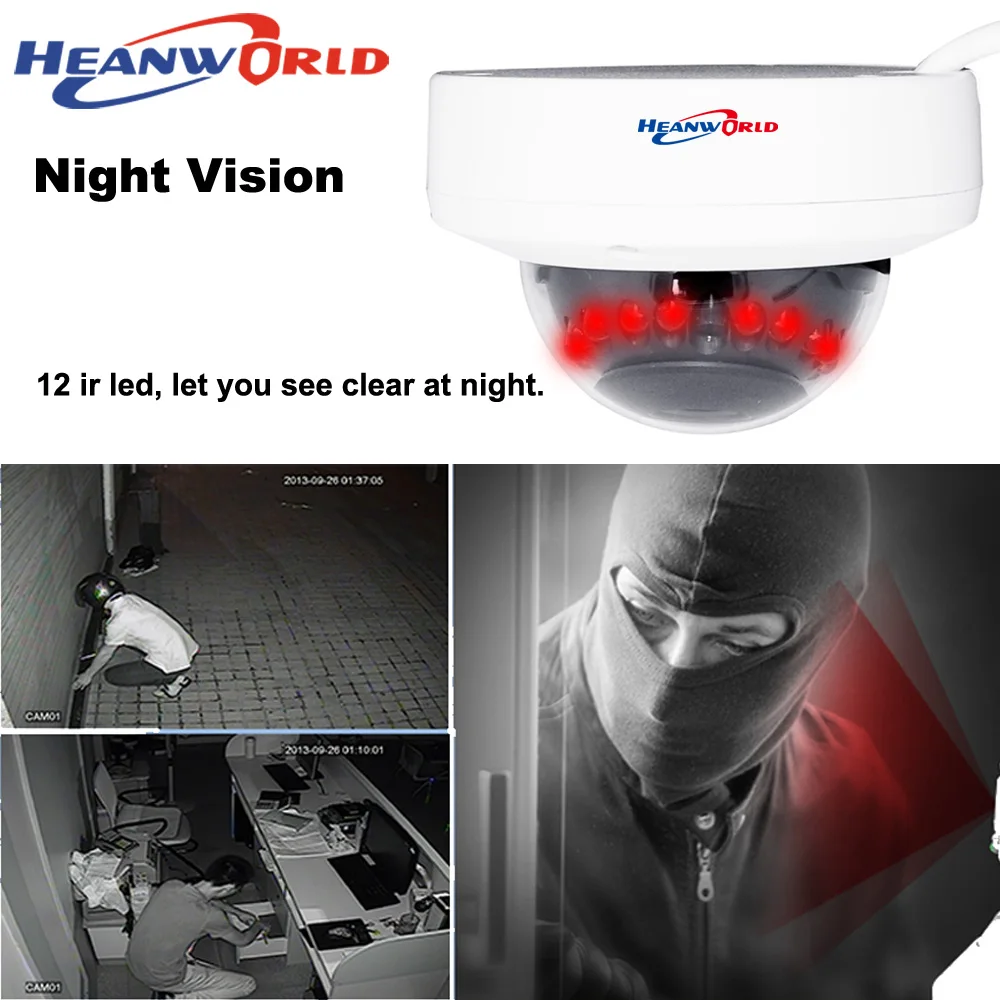 Heanworld новейшая H.265 аудио-in 2MP/3MP/5MP металлическая купольная IP-камера с