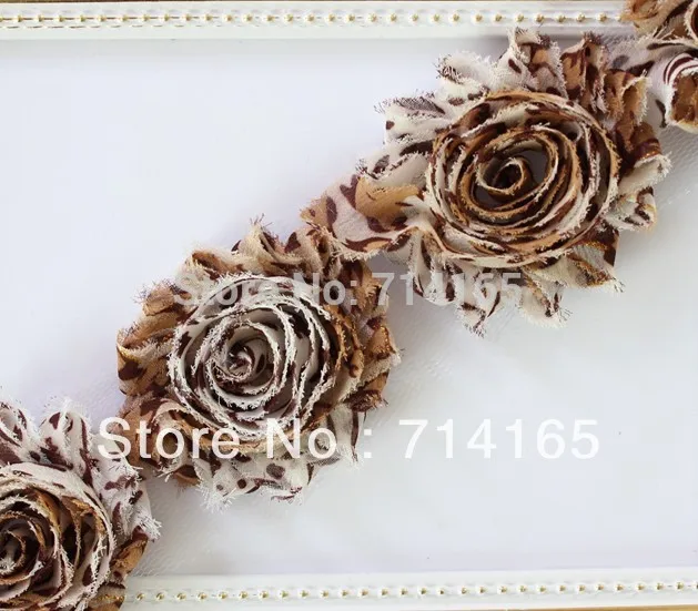 1 ярд DIY Леопард с блестками Цветок Шифоновый потертая Роза отделка волос