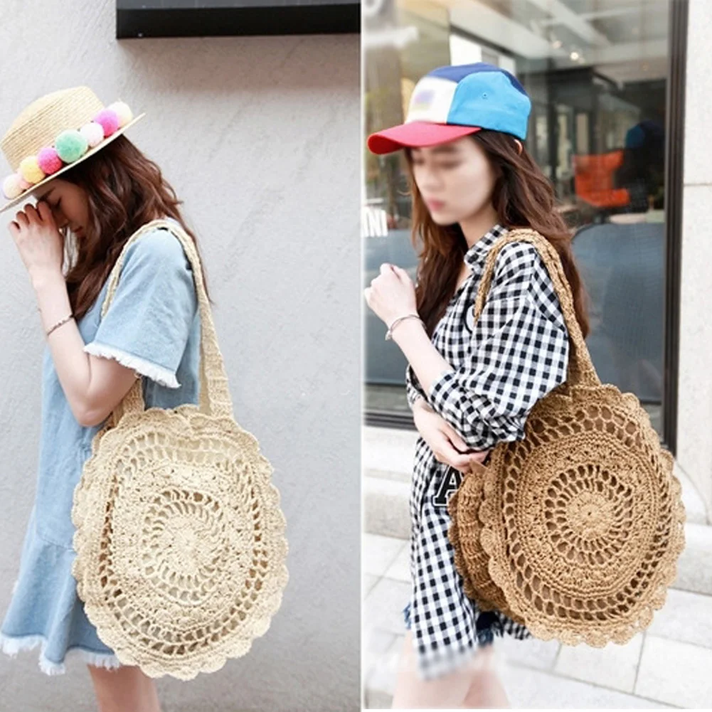 Женская пляжная сумка Boho Big Circle Ретро стиль летняя ручная работа открытая
