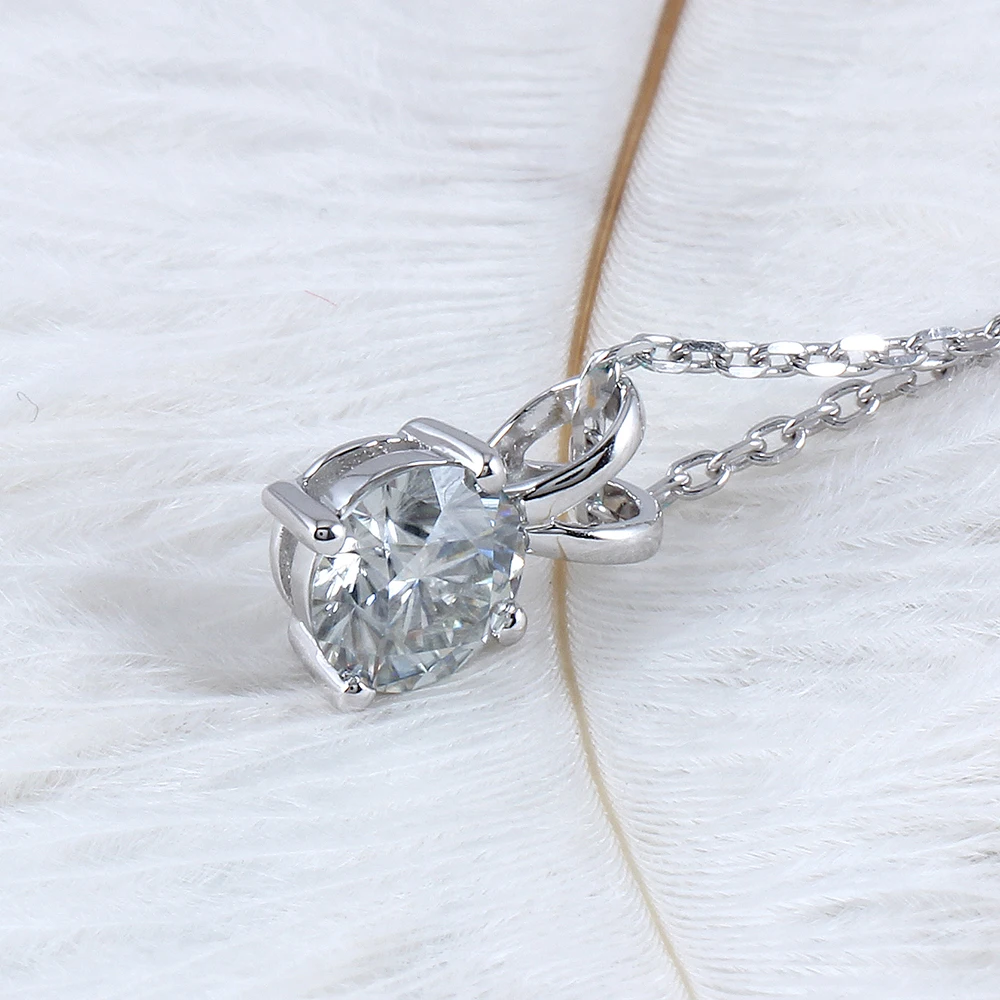 DovEggs Sterling Solid 925 Silver 2ct 8mm Slight Gray Moissanite Pendant Necklace for Women Wedding Gift | Украшения и аксессуары