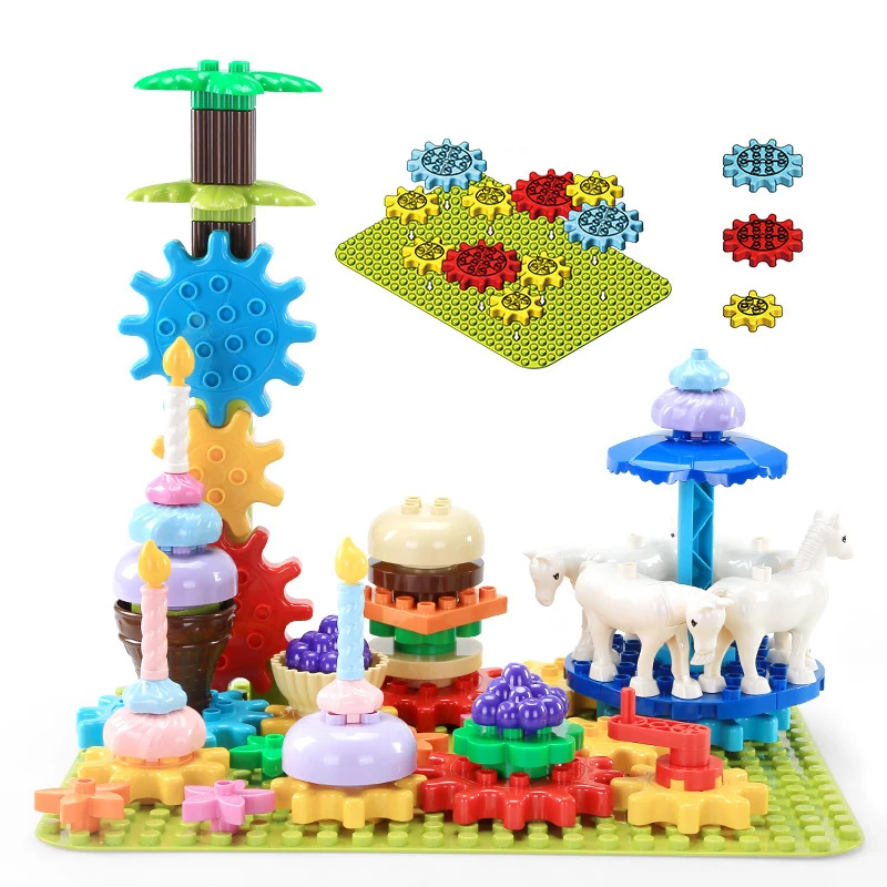 My Rotating Party Duplo серии мои вращающиеся вечерние опорные плиты зубчатое сцепление вращать строительные блоки Развивающие игрушки для детей Совместимые комплекты Duplos - Цвет: My Rotating Party