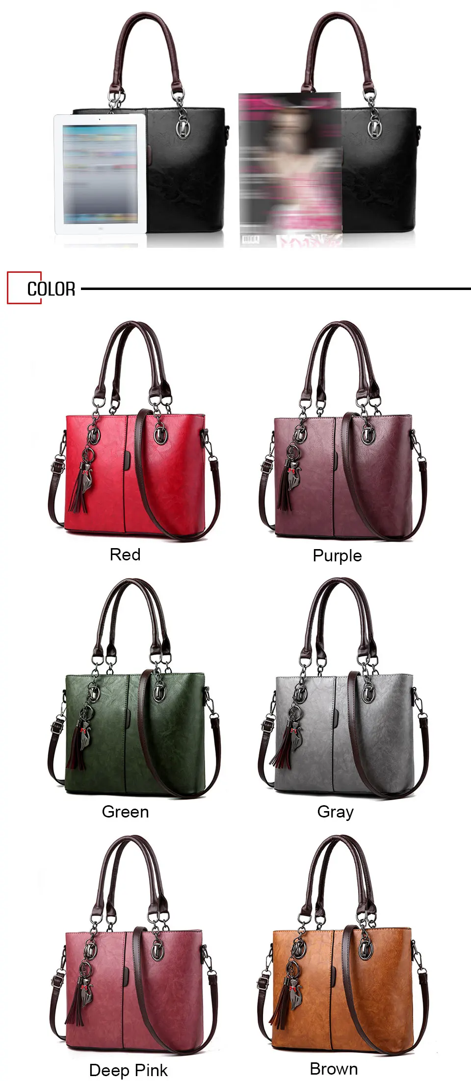 HJPHOEBAG, Модные женские Сумки из искусственной кожи, женские сумки-мессенджеры, сумки с кисточками, дизайнерские сумки через плечо YC208