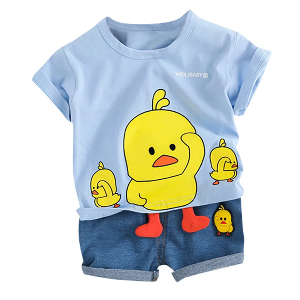Telotuny boys set kids clothes toddler baby cartoon duck tops short pants casual outfits #40 | Детская одежда и обувь