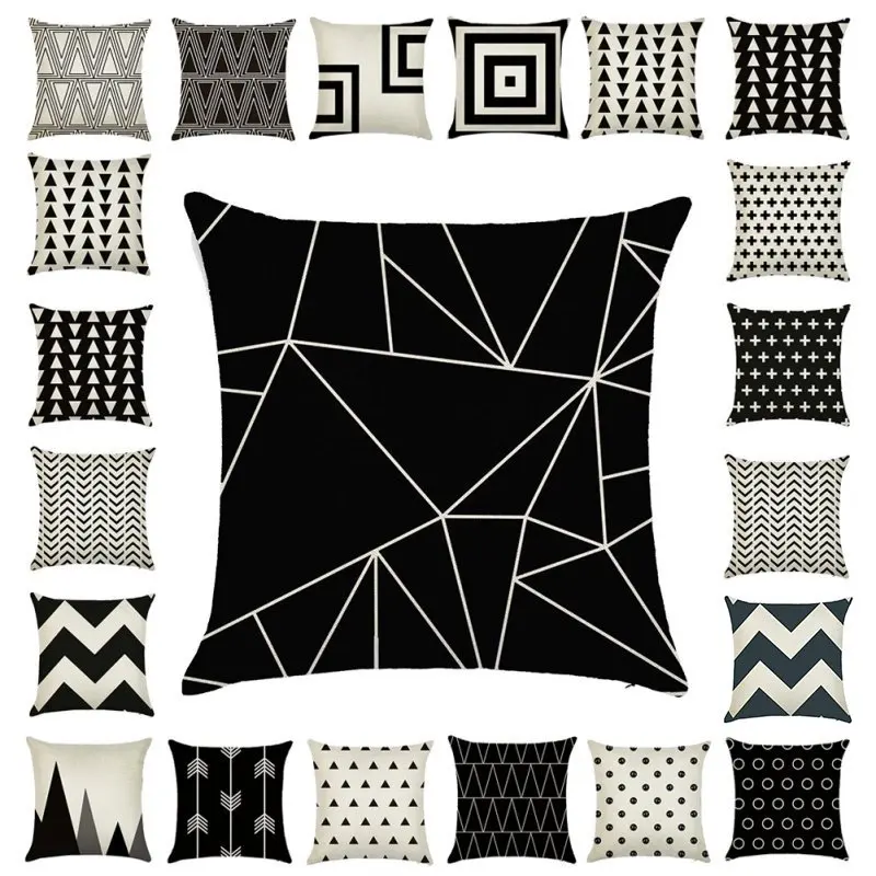 

Geometric Vintage Flower Linen Cotton Pillow Case Cushion Cover Home Sofa Decors modern pillow case