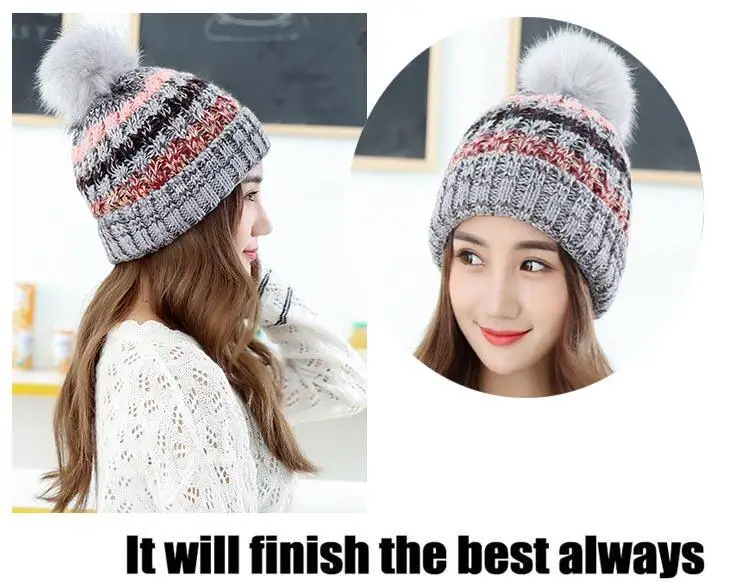 Beanies Женская Зимняя кепка толще плюс бархатная вязаная шапка высокого качества шапка женская шляпка теплая хижина Gorrs cap uchons