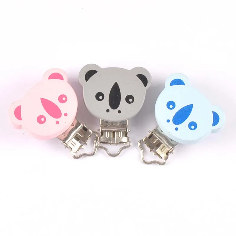 Koala-1 3pcs 2-4 шт. окрашенные деревянные детские соски зажимы младенческой милый коала пустышка застежка кулон для ювелирных изделий ручной работы MT2194 - Metal color: Koala-1 3pcs