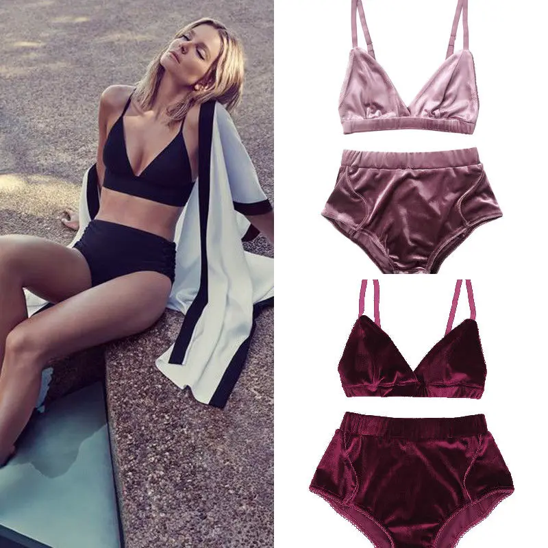 В наличии в США Женский винтажный комплект нижнего белья с бюстгальтером пуш ап