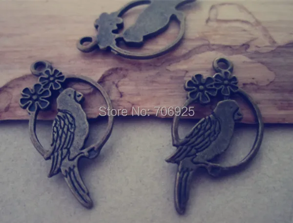 

40pcs/lot Antique bronze bird necklace Pendant charm 14mmx27mm