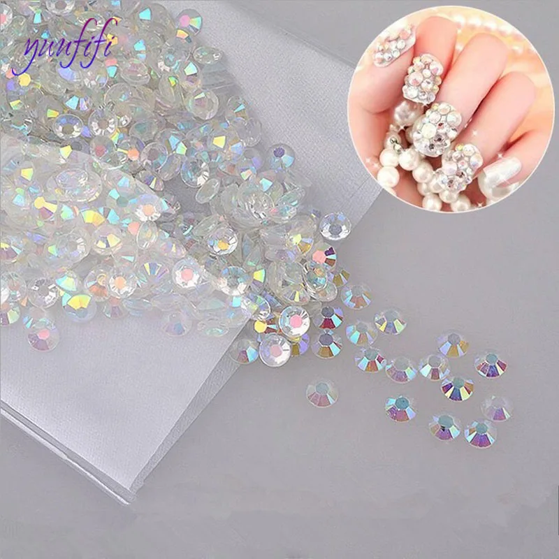 

Shiny Acrylic Nail Art Glitter AB Rhinestone Crystal Flatback Beads DIY 3D Tips Decoration Phone Manicure