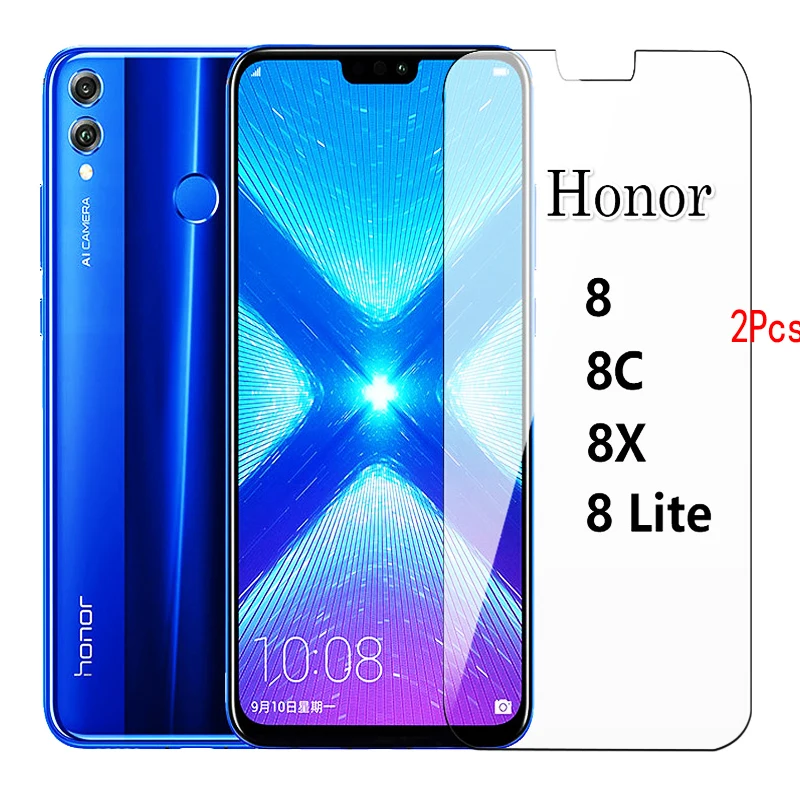 2 шт закаленное стекло на для huawei Honor 8X чехол протектор экрана Honor8 8C 8 Lite легкая