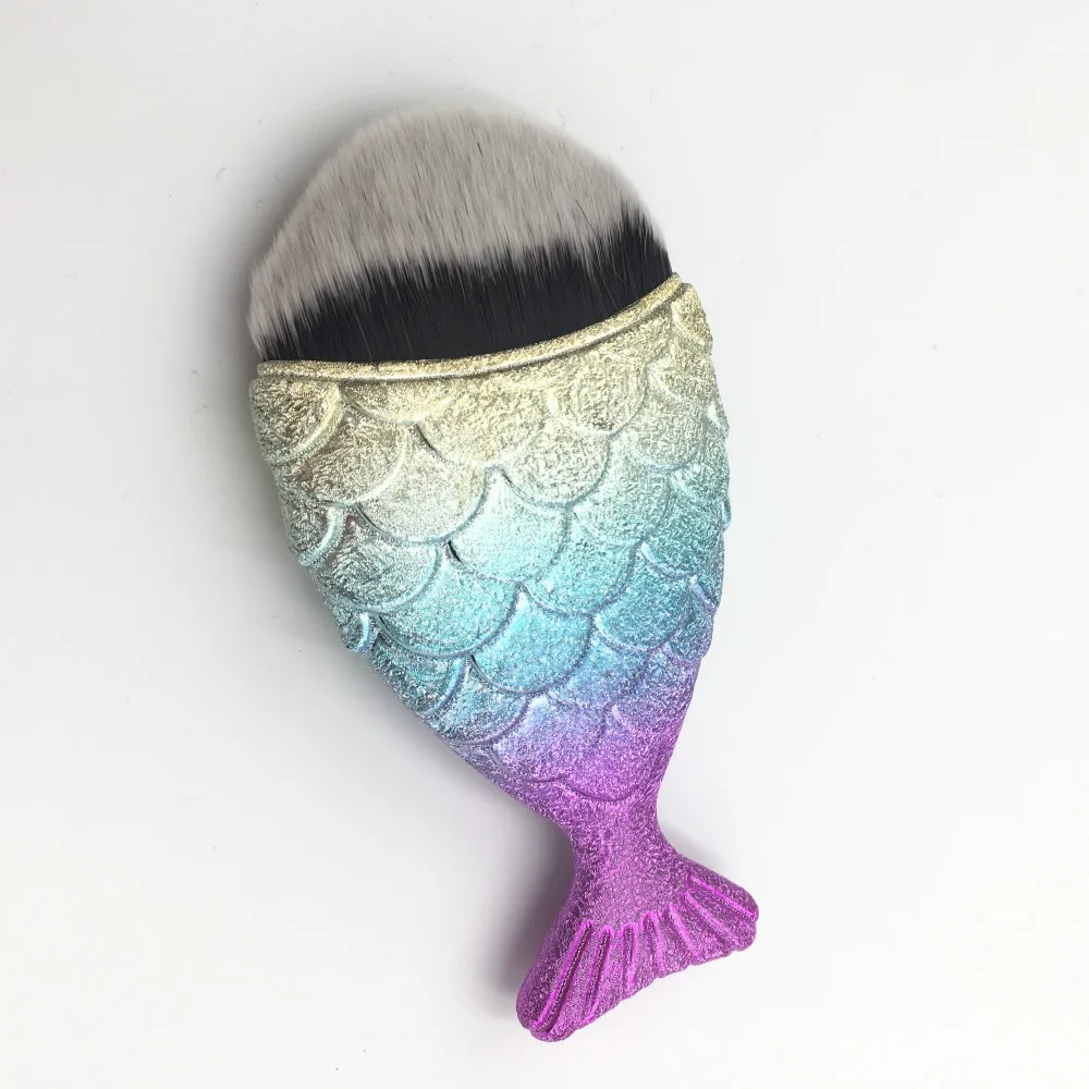 Colourful Новая форма русалки ногтей кисть для румян Косметика для макияжа рыбы Кисть для ногтей аксессуары для украшения инструменты дропшиппинг - Цвет: Colourful