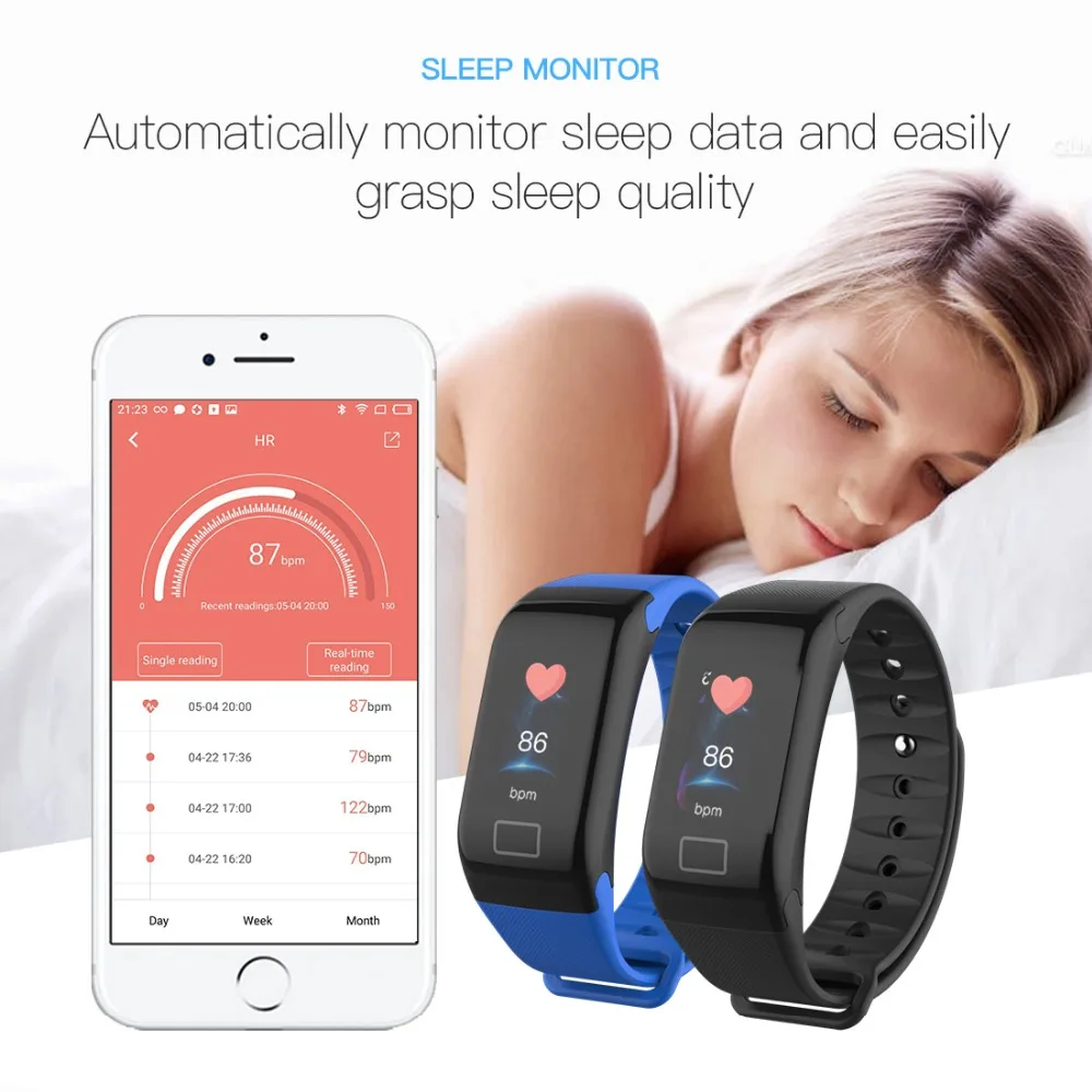 Wearpai WP113 кровяное давление монитор сердечного ритма умный Браслет фитнес трекер