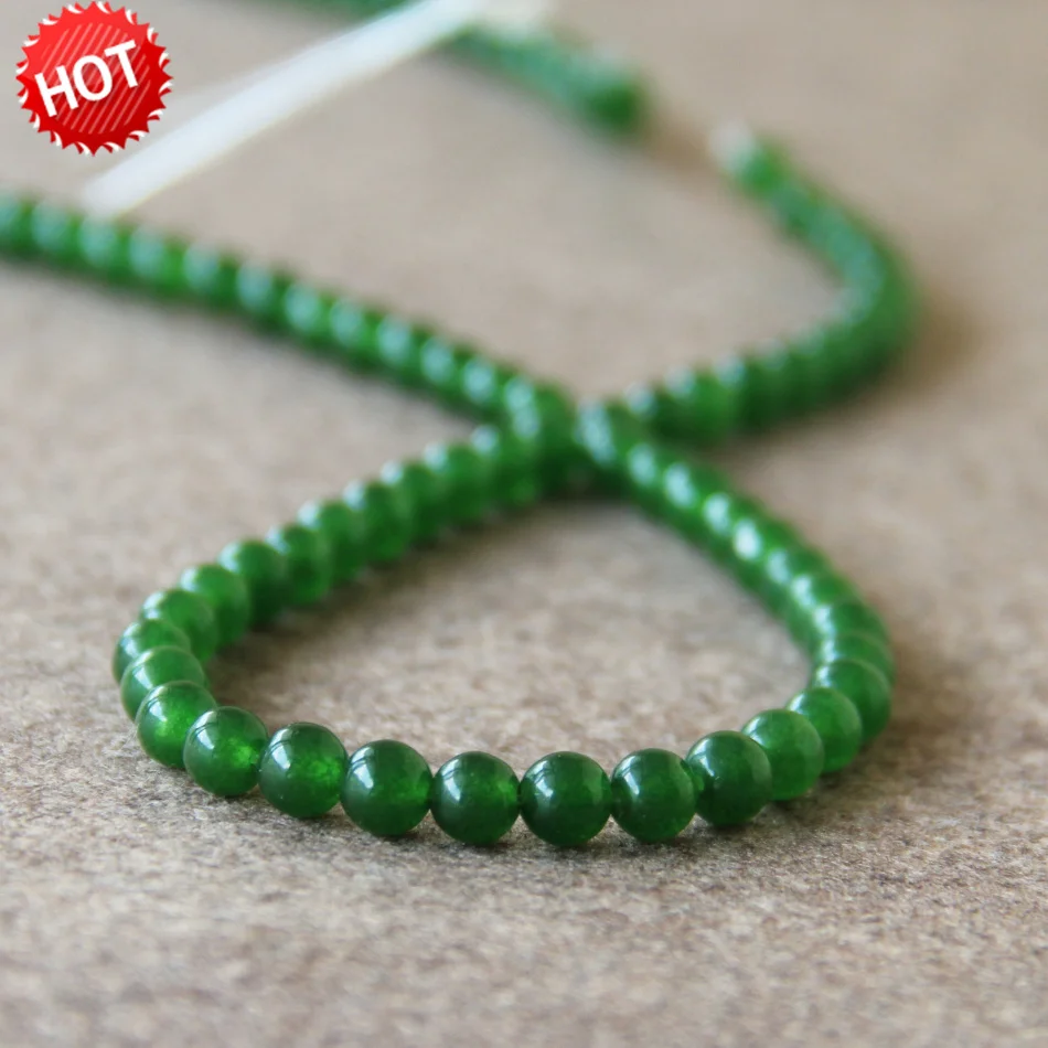 (Мин Order1) 6 мм модные новые зеленые круглые бусины халцедон форма камни свободные