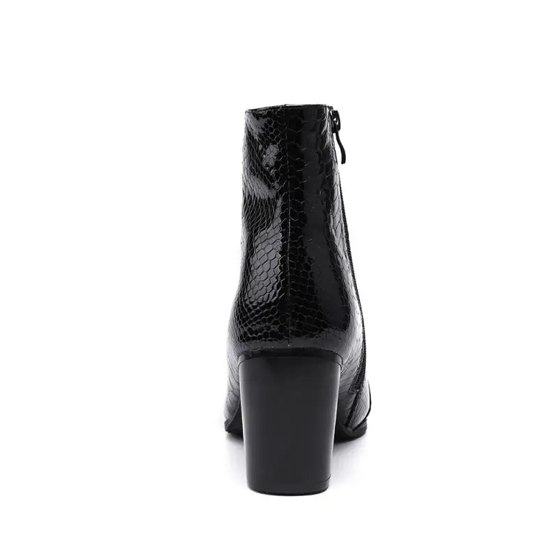 Мужские черные ботинки Zobairou bota masculina из натуральной лакированной кожи мужская