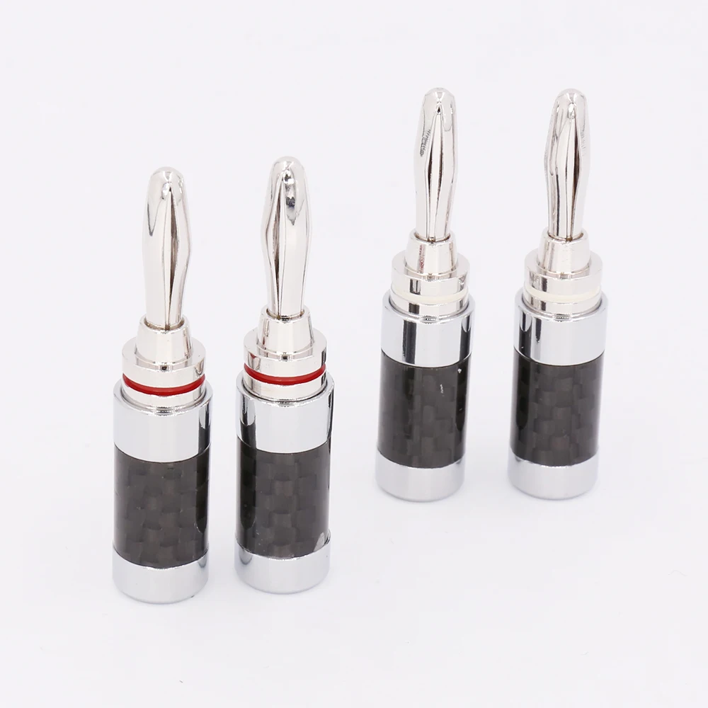 

Free Shipping 8 pcs Carbon Fiber Series Rhdium Plated Banana connector for speaker cable